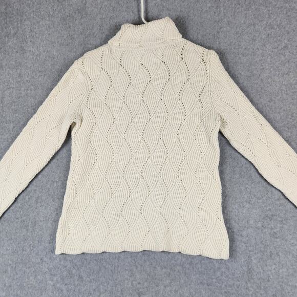 Sundance Sweater Womens Size XL Silk Blend Cream Open Knit Turtleneck - Picture 5 of 10